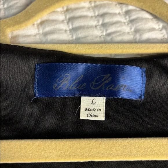 Blue Rain Black Boho Mini Dress L | Lined, Button Detail - Picture 9 of 10